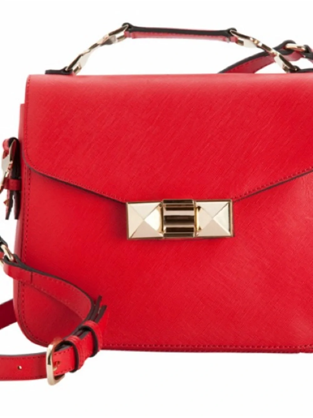 Ann Taylor Red Women's Structured Satchel Bag with Gold Hardware NWT $178